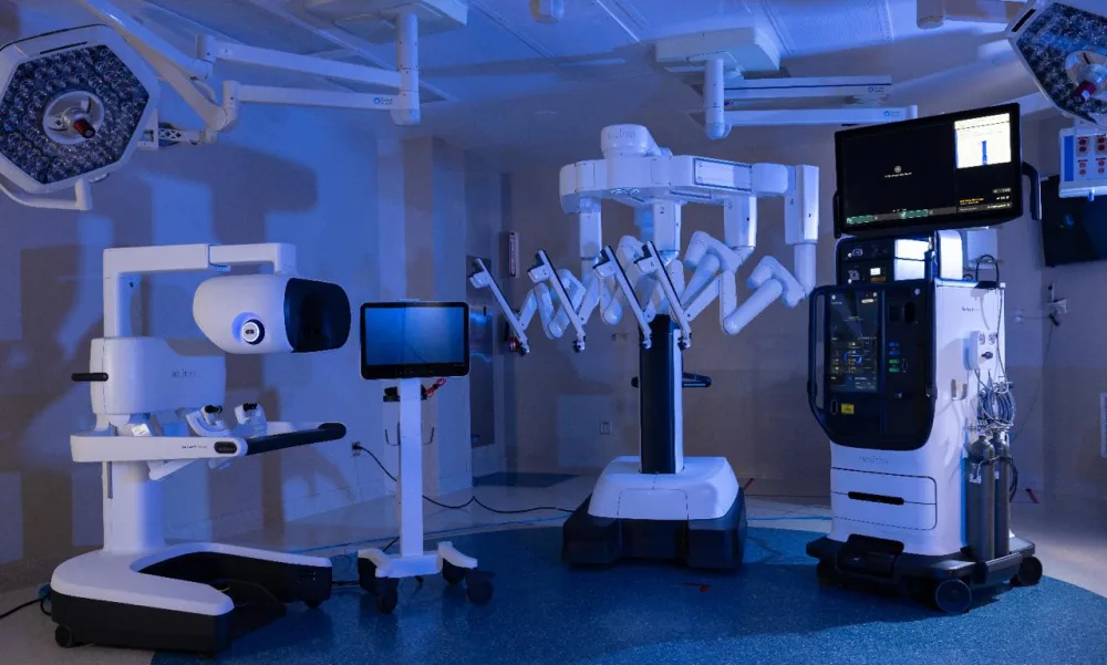 Sala de cirurgia robótica - Ambiente cirúrgico moderno